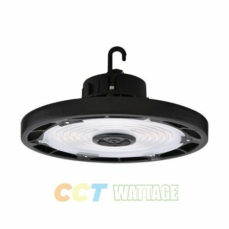 PORTOR 180/200/240W LED Round High Bay, CCT and Wattage Selector, 120V, 277V, Black PT-HBU3-14D-23CP